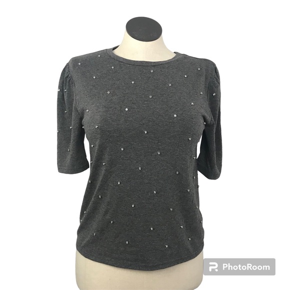 Ont Welfth short sleeve Top Womens Sz M Color gray Round Neck Pullover pre owned - Picture 1 of 15